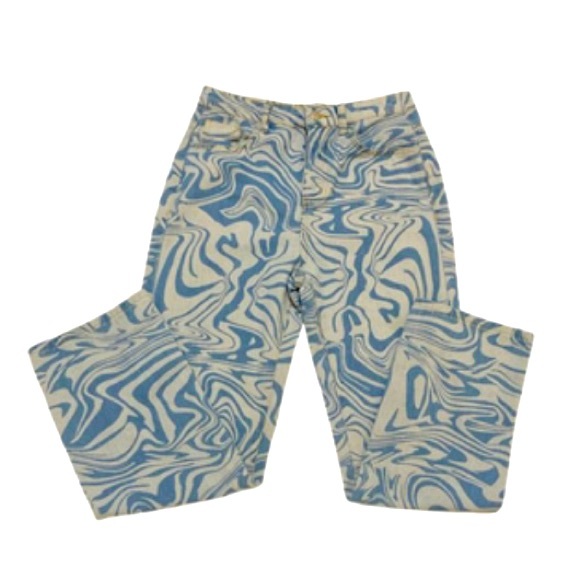 SHEIN Teen Blue High Waist Marble Print Denim Jeans - Size 14Y - Picture 5 of 9